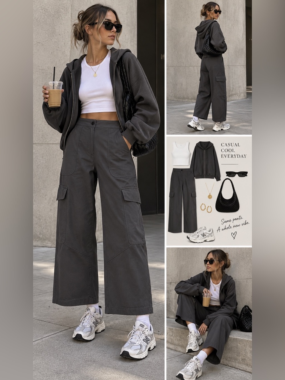 lululemon athletica Wide-Leg Cargo Pants in Charcoal